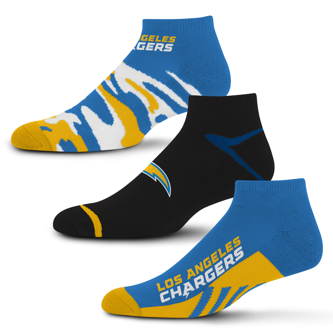 Los Angeles Chargers Camo Boom No Show Socks 3 Pack