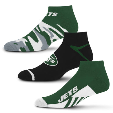New York Jets Camo Boom No Show Socks 3 Pack