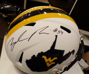 Zach Frazier West Virginia Mountaineers Signed White Country Roads Full Size Helmet