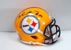 cheap minature pittsburg steelers football helmets Zach Frazier Pittsburgh Steelers Signed Gold Mini Helmet JSA – Sports Fanz