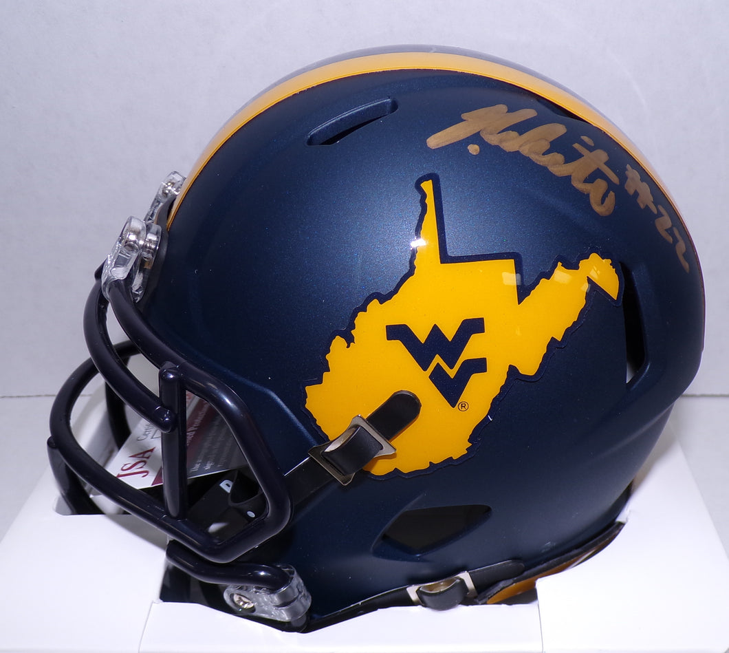 Jahiem White WVU Mountaineers Signed Country Roads Mini Helmet JSA