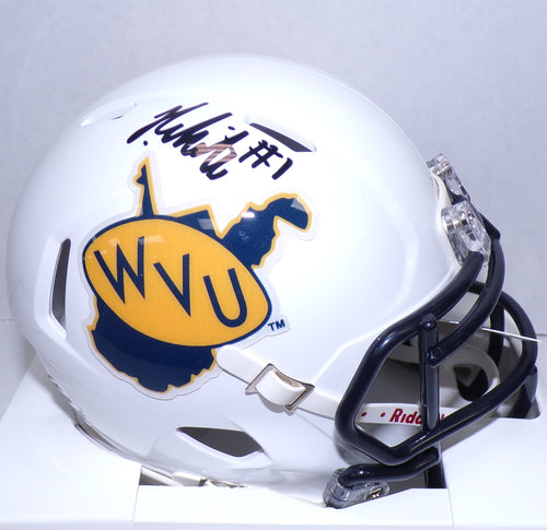 Jahiem White WVU Mountaineers Signed WVU Throwback Mini Helmet JSA  