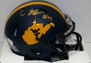 CJ Donaldson WVU Mountaineers Signed Country Roads Mini Helmet JSA