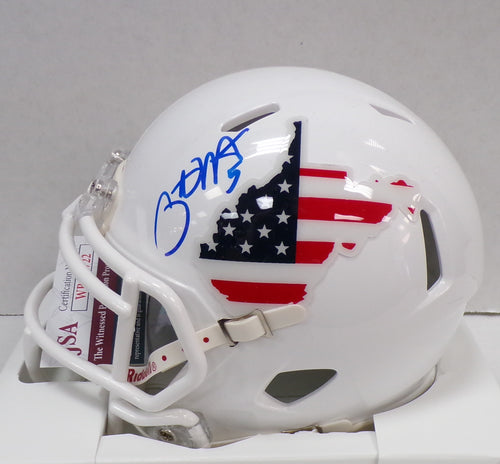 Pat White West Virginia Mountaineers Signed WVU Stars & Stripes Mini Helmet Blue