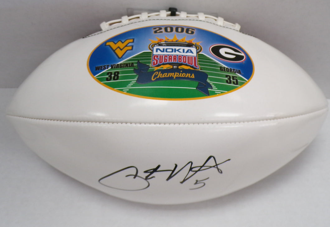 Pat White West Virginia Mountaineers Signed WVU Sugar Bowl Champs L/E Football JSA