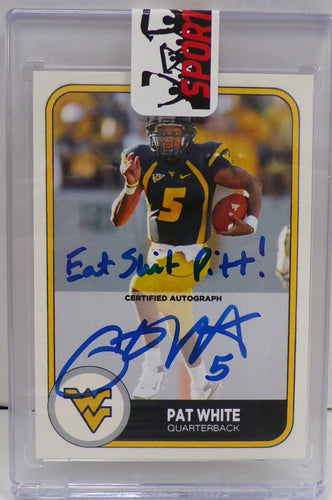 Pat White WVU Mountaineers Custom Signed Card Eat Shit Pitt! JSA