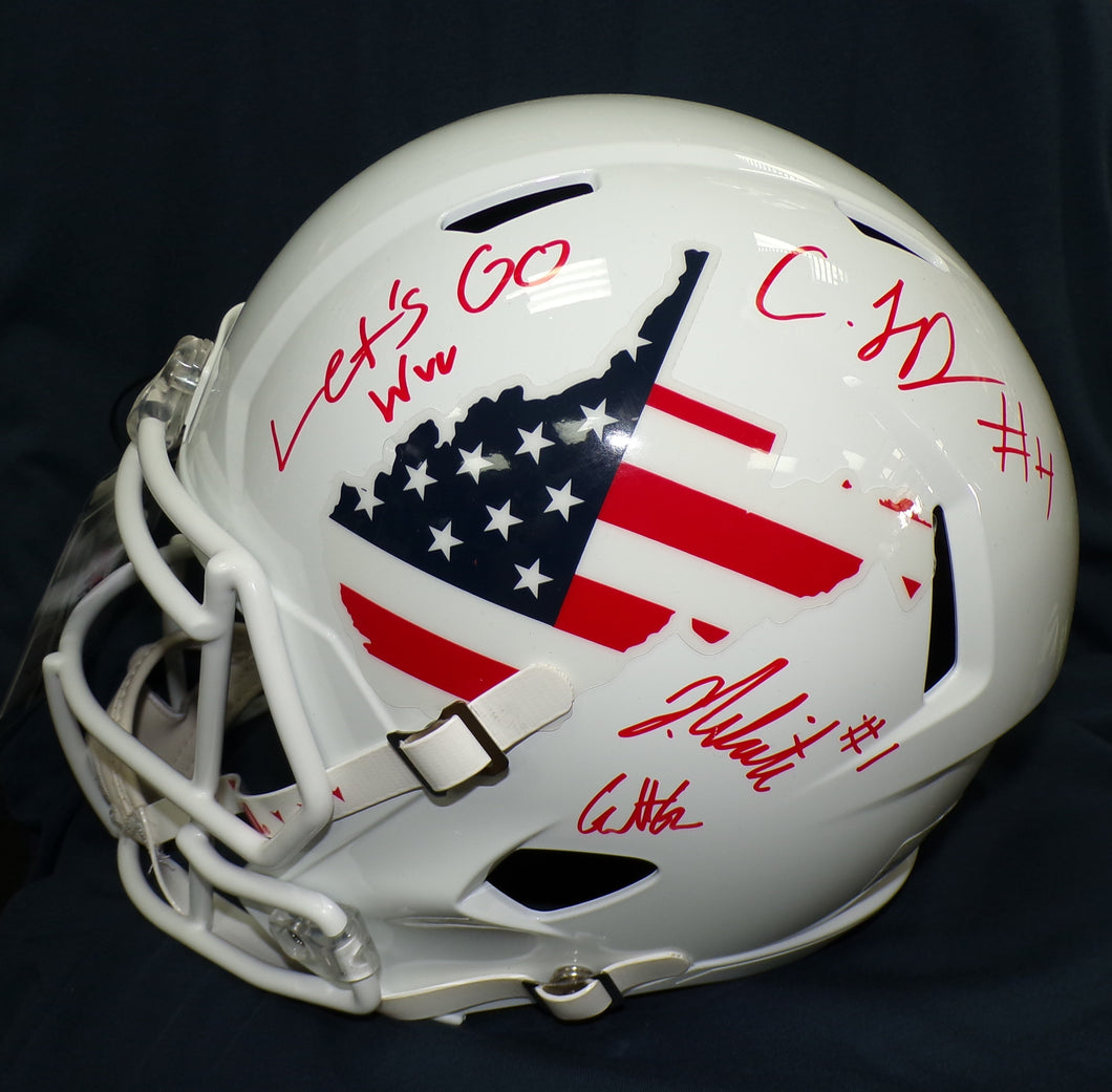 Garrett Greene CJ Donaldson Jahiem White WVU Stars & Stripes Full Size Helmet