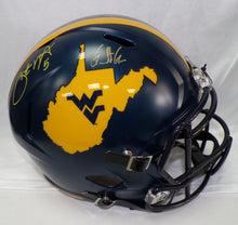 Pat White & Garrett Greene WVU Mountaineers Signed Blue Country Roads Full Size Helmet