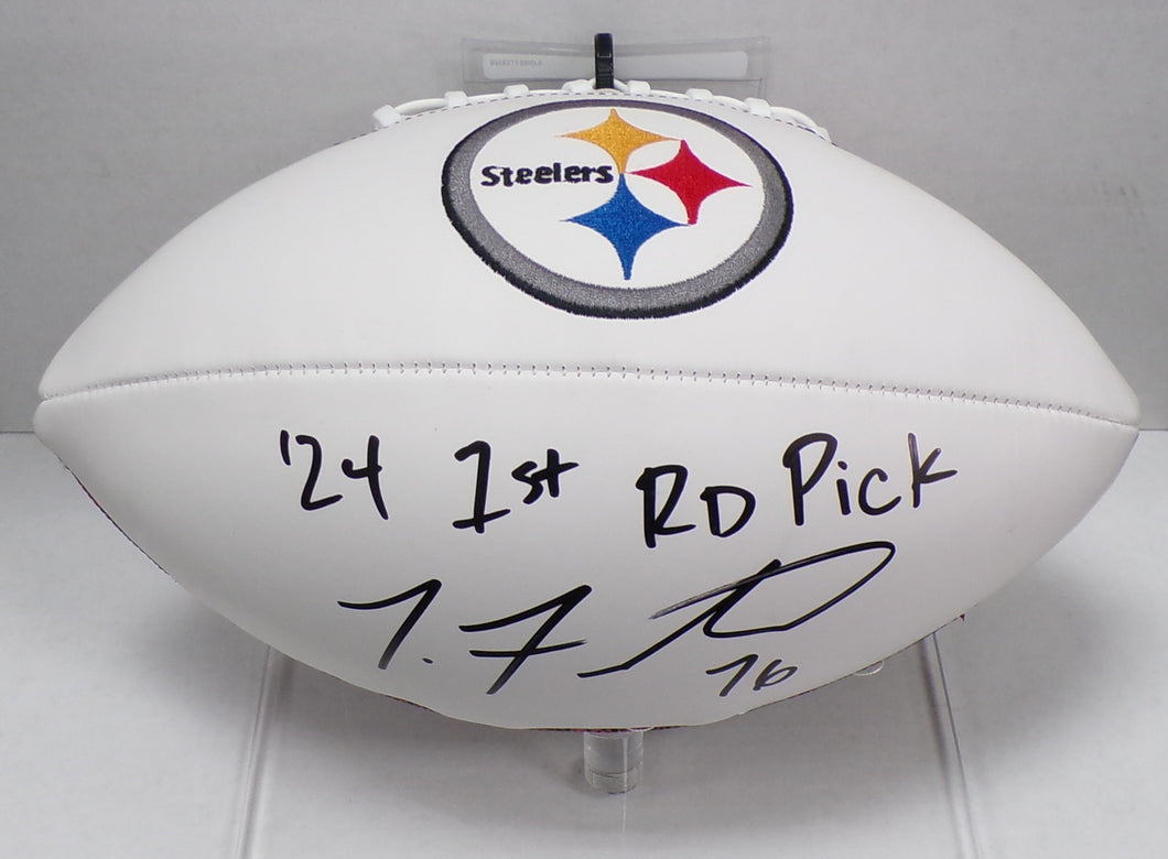 Troy Fautanu Pittsburgh Steelers Signed Logo Football JSA