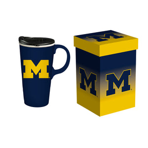 Michigan Wolverines 17oz. Travel Coffee Mug with Gift Box