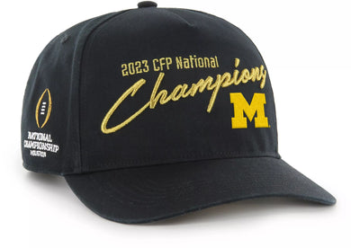 Michigan Wolverines College Football Playoff 2023 National Champions Gold Script Adjustable Hat