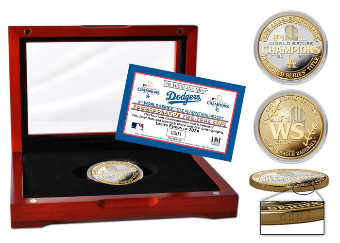 Los Angeles Dodgers 2024 World Series Champions Gold and Silver 2-Tone Coin