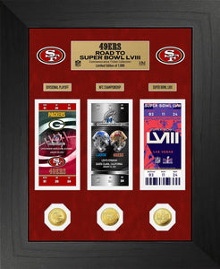San Francisco 49ers Road to Super Bowl LVIII Deluxe Ticket and Gold Coin Photo Mint