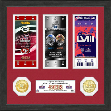 San Francisco 49ers Road to Super Bowl LVIII Ticket and Bronze Coin Photo Mint