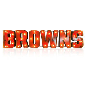 Cleveland Browns Lighted Recycled Metal Sign