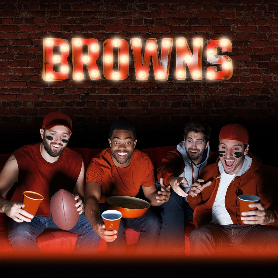 Cleveland Browns Lighted Recycled Metal Sign