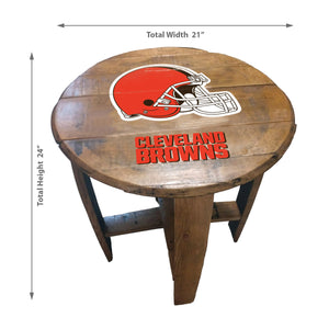 Cleveland Browns Oak Barrel Table