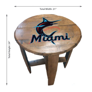 Miami Marlins Oak Barrel Table