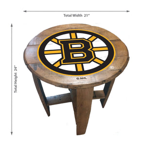 Boston Bruins Oak Barrel Table