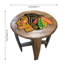 Chicago Blackhawks Oak Barrel Table