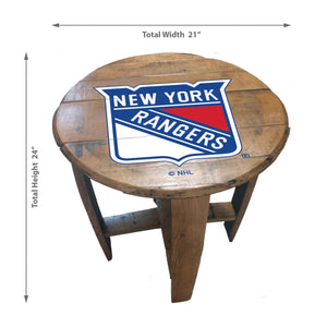 New York Rangers Oak Barrel Table