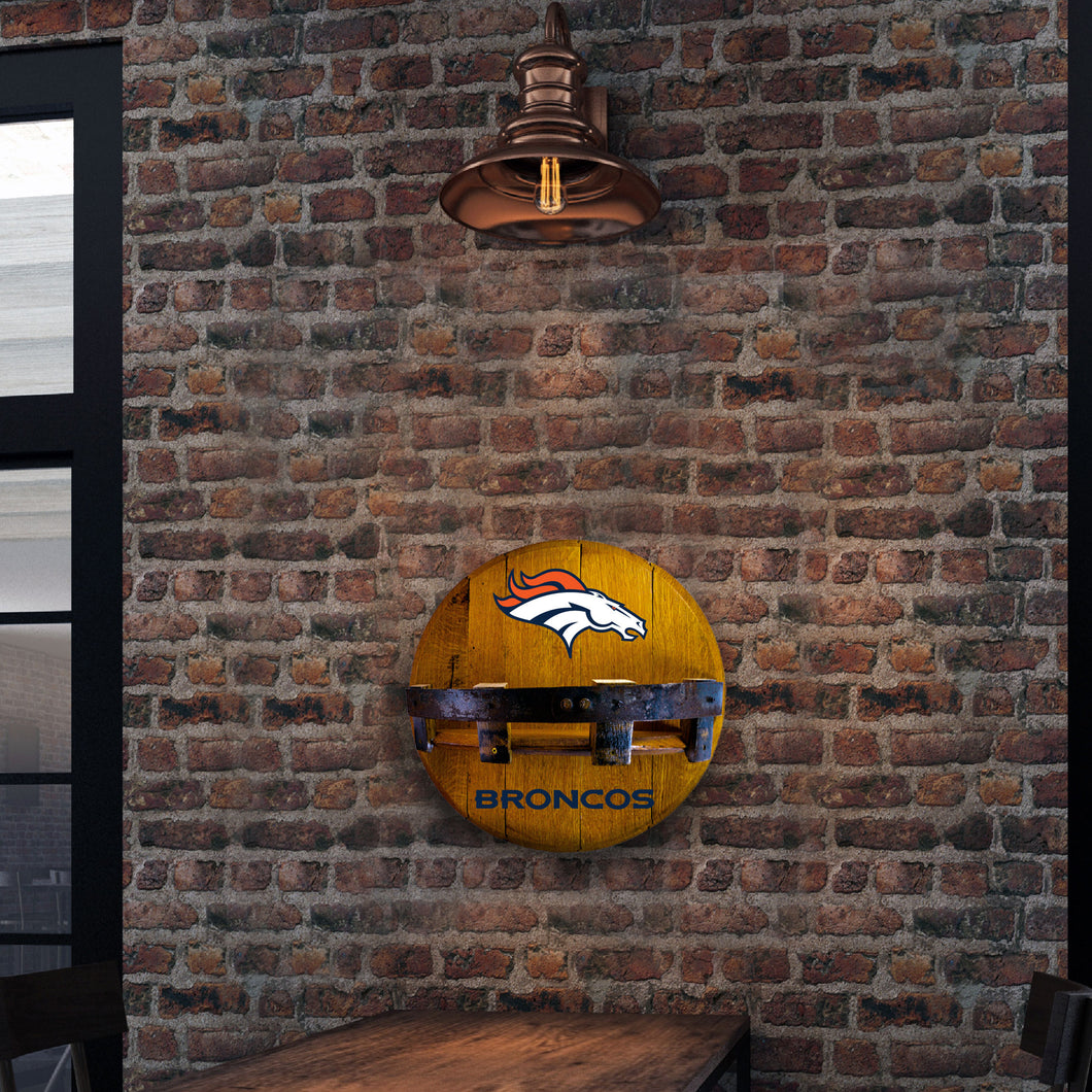 Denver Broncos Oak Bar Shelf