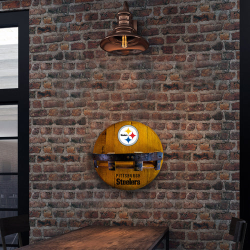 Pittsburgh Steelers Oak Bar Shelf