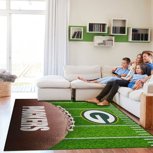 Green Bay Packers Football Field  Washable Area Rug - 5'x7'