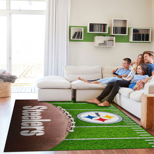 Pittsburgh Steelers Football Field Washable Area Rug - 5'x7'