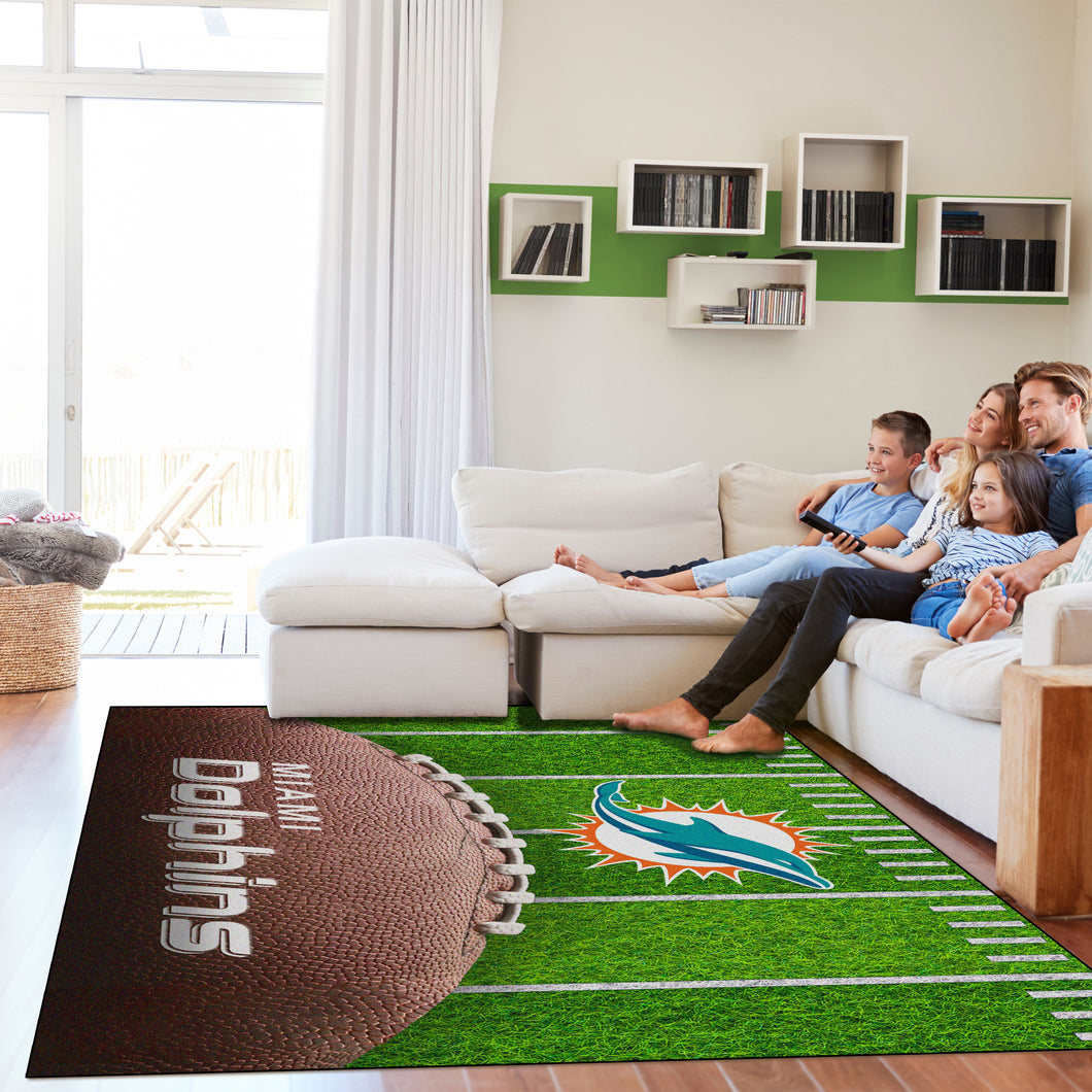 Miami Dolphins Football Field Washable Area Rug - 5'x7'