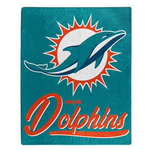 Miami Dolphins Plush Throw Blanket -  50"x60"