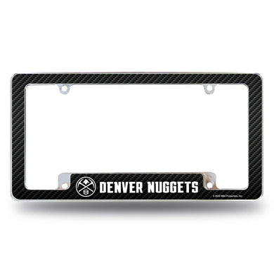 Denver Nuggets Carbon Fiber All Over Chrome License Plate Frame