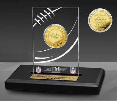 Baltimore Ravens 2x Super Bowl Champions Gold Coin with Acrylic Display