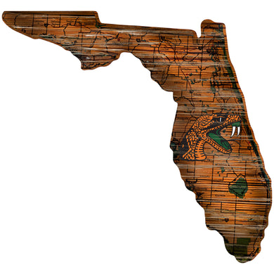Florida A&M Rattlers Distressed State Logo Wood Sign