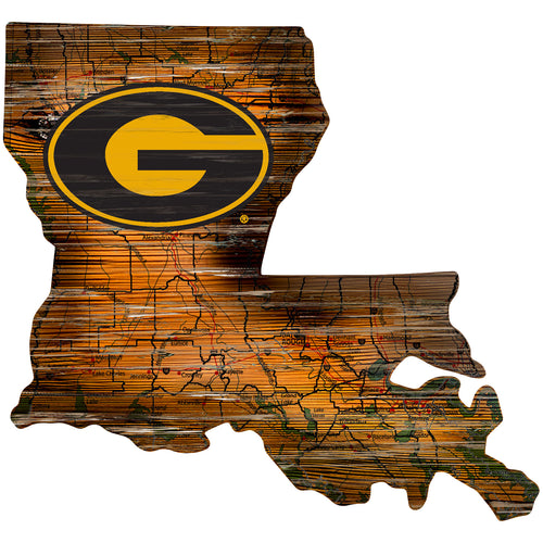 Grambling State Tigers Distressed State Logo Wood Sign