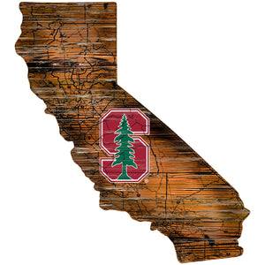 Stanford Cardinal Distressed State Logo Wood Sign