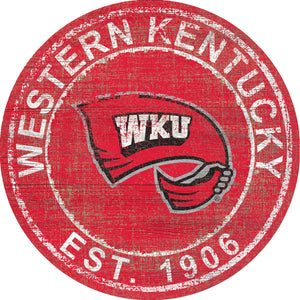 Western Kentucky Hilltoppers Heritage Logo Round Wood Sign - 24"