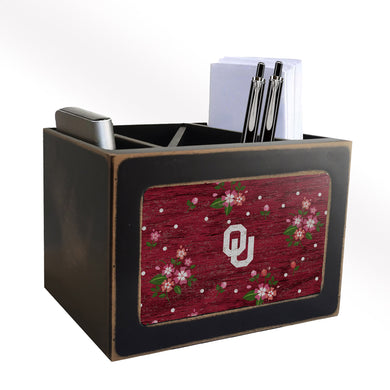 Oklahoma Sooners Floral Desktop Organizer