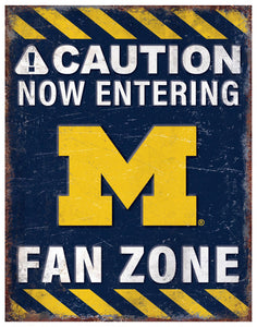 Michigan Wolverines Fan Zone Metal Sign - 12"x18"
