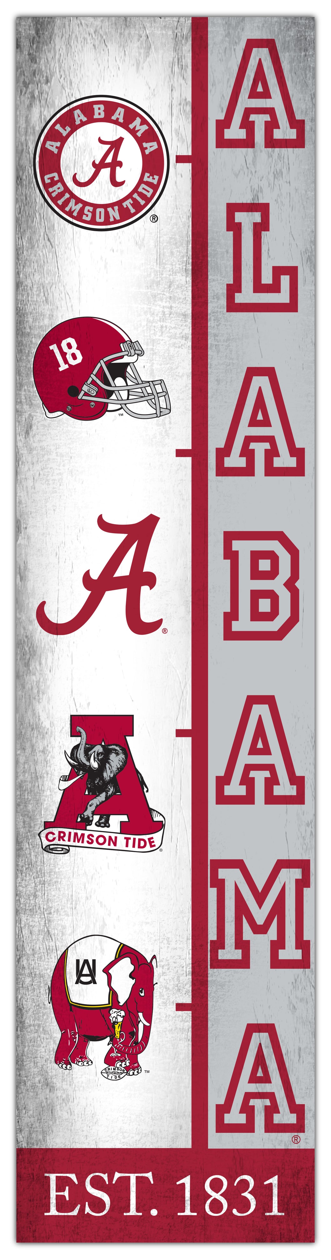 Alabama Crimson Tide Team Logo Evolution Wood Sign -  6