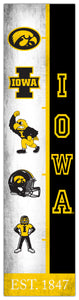 Iowa Hawkeyes Team Logo Evolution Wood Sign -  6"x24"