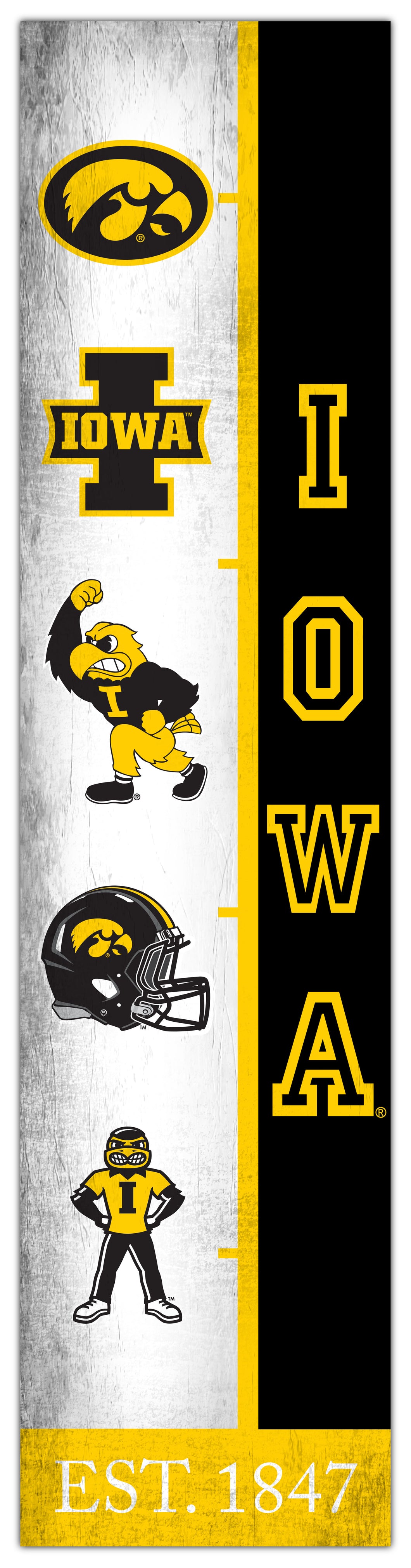 Iowa Hawkeyes Team Logo Evolution Wood Sign -  6