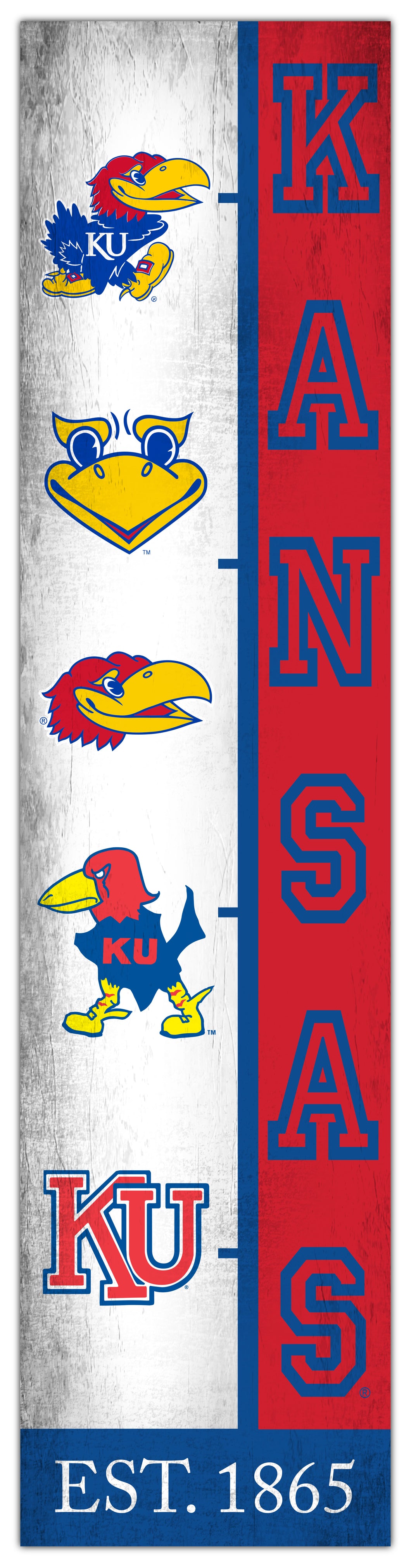 Kansas Jayhawks Team Logo Evolution Wood Sign -  6
