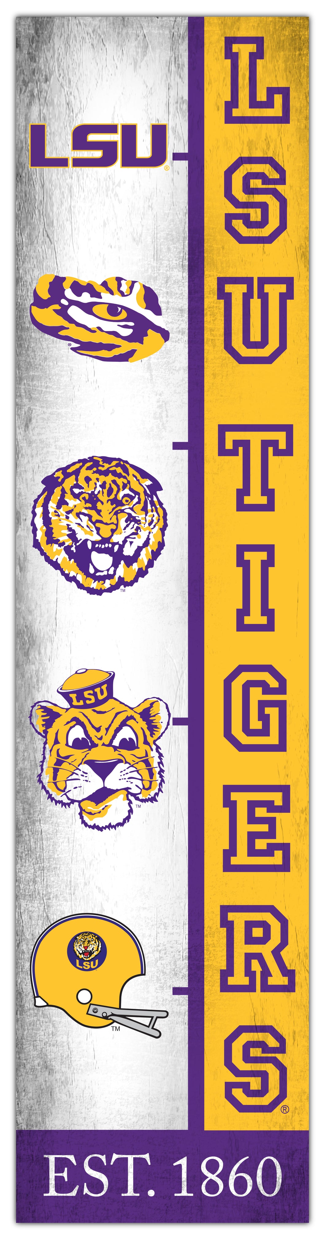 LSU Tigers Team Logo Evolution Wood Sign -  6