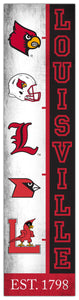 Louisville Cardinals Team Logo Evolution Wood Sign -  6"x24"
