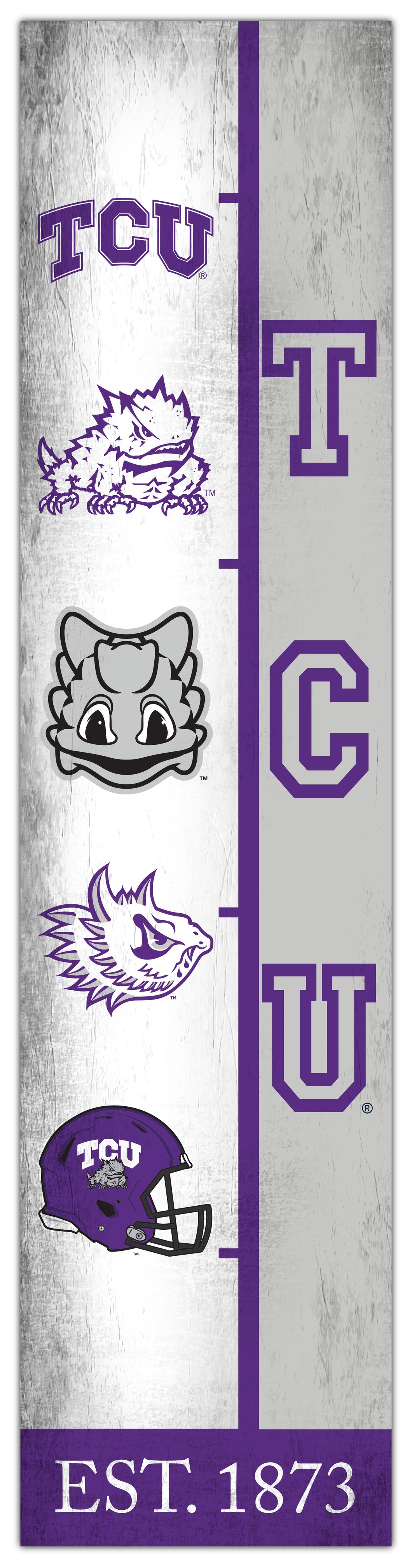 TCU Horned Frogs Team Logo Evolution Wood Sign -  6