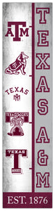Texas A&M Aggies Team Logo Evolution Wood Sign -  6"x24"