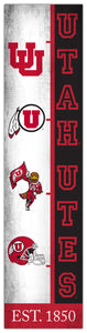 Utah Utes Team Logo Evolution Wood Sign -  6"x24"