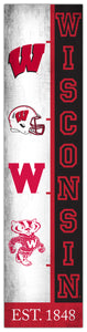 Wisconsin Badgers Team Logo Evolution Wood Sign -  6"x24"