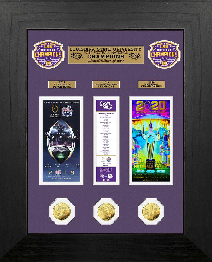 LSU Tigers 2019 Football National Champions Deluxe Gold Coin Ticket Collection